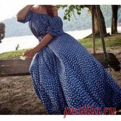 Платье синее длиннное