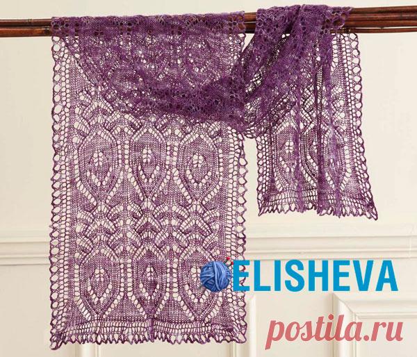 Ажурный шарф от Willow Yarn «Виноградник любви», вязаный спицами