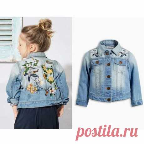 niños ropa de abrigo y abrigo marca de primavera bebés niñas chaquetas de mezclilla bordado floral ropa para niños manga larga para niñas disfraces L-c21