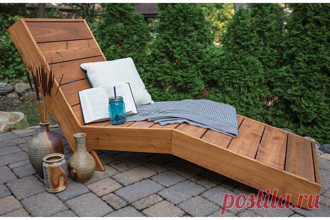 Outdoor Chaise Lounge Kick back in comfort outside with this great-looking outdoor chaise lounge. It’s built with a shape that cradles your body and keeps you from sliding down. The shape doesn’t add much challenge to the build, though. Just cut a few pieces at an angle with your miter saw, and you’re all set.