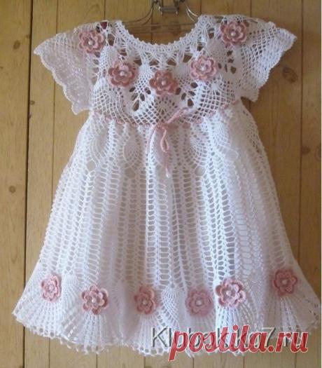 Розово-белое платье для девочки | Клубок