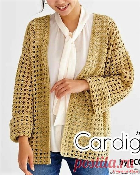 Льняной ажурный кардиган. Крючок. https://www.liveinternet.ru/