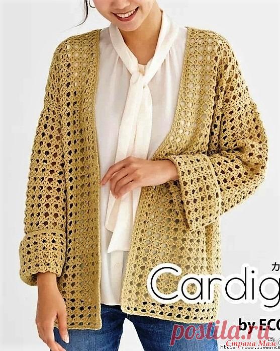 Льняной ажурный кардиган. Крючок. https://www.liveinternet.ru/