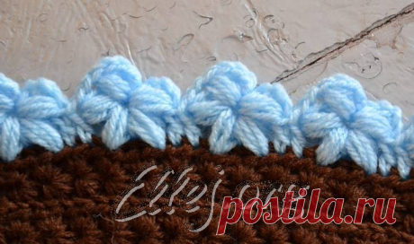 Кайма с цветами из пышных столбиков | Crochet by Ellej