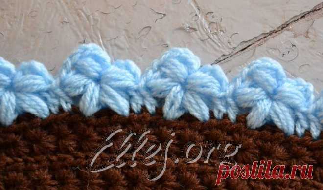 Кайма с цветами из пышных столбиков | Crochet by Ellej