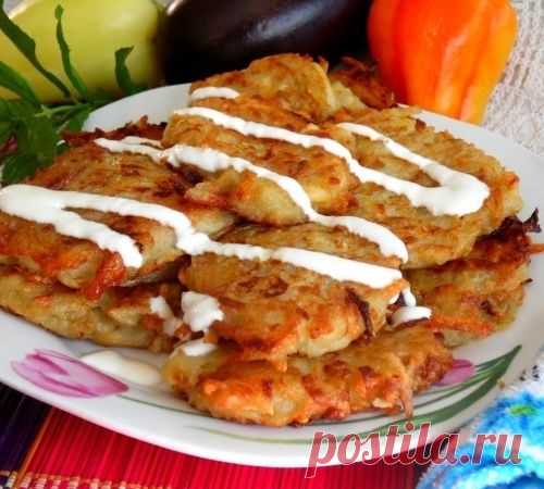 Драники с кабачками и баклажанами