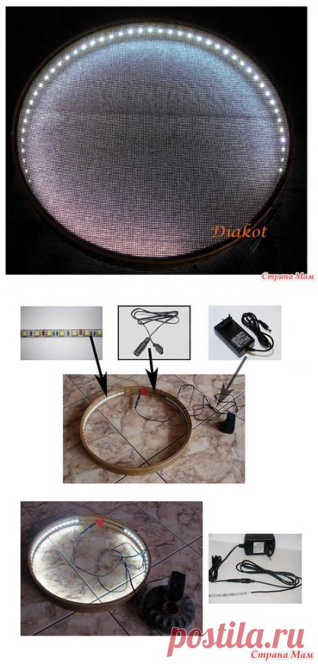 Интересная идея - подсветка пялец для работы с черной канвой. - Страна Мам