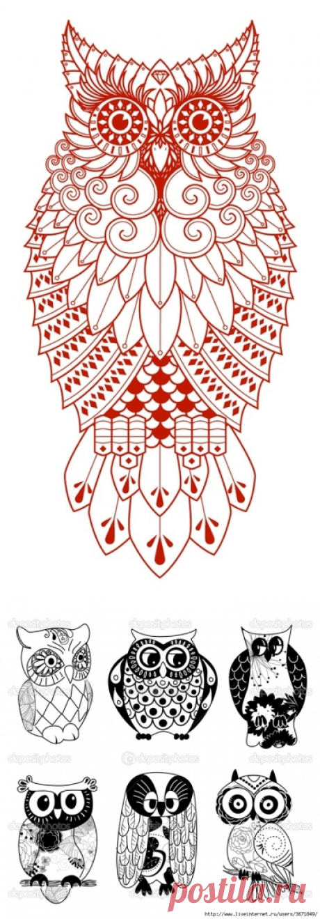 СОВЫ трафареты