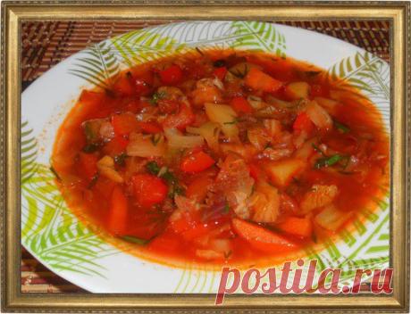 БОРЩ С БЫЧКАМИ В ТОМАТЕ.