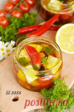Сыр маринованный с овощами - кулинарный рецепт.