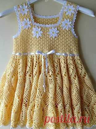 Как связать платье для девочки крючком