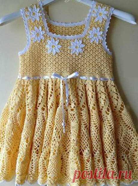 Как связать платье для девочки крючком