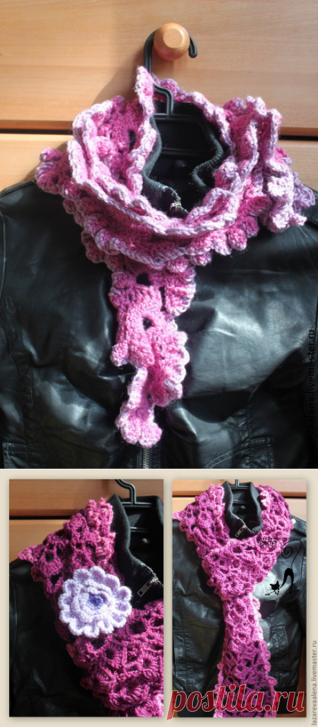 Купить Серия шарфиков-украшений - однотонный, шарф женский, шарф украшение, розовый шарф