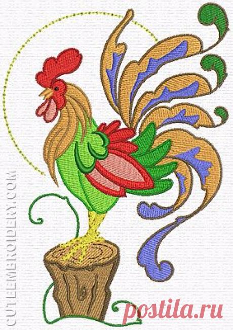 Новогодние петушки. Аппликация, роспись