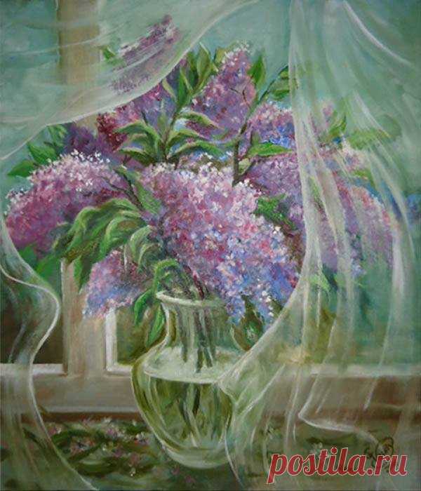 "Сирень на легком ветерке"60Х70,холст,масло,2016