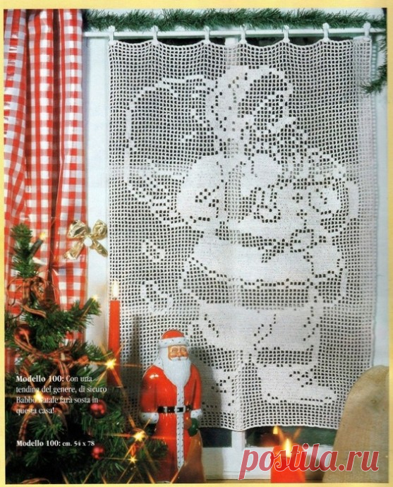 Новогоднее филейное вязание