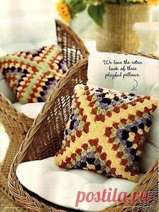 Подушка декоративная вязаная крючком. Вязание крючком подушка с орнаментом | Домоводство для всей семьи