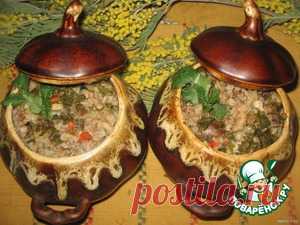 Ароматная гречка с сердечками и грибами в горшочках - кулинарный рецепт