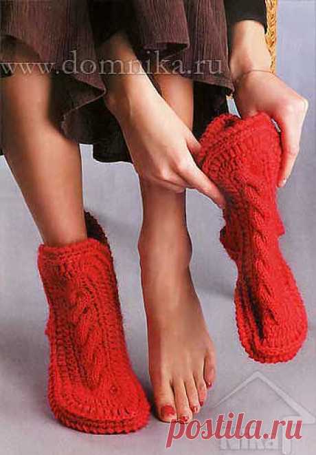 Вязаные носки-сапожки » Вязание крючком и спицами схемы и модели