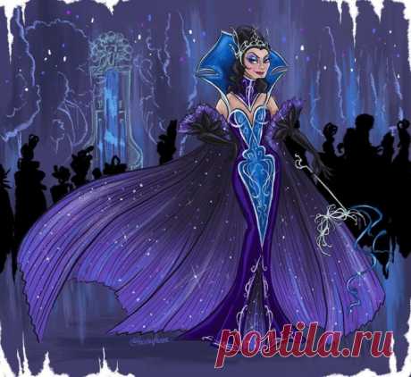 Платья для маскарада Злодеек Дисней в красивой серии рисунков
