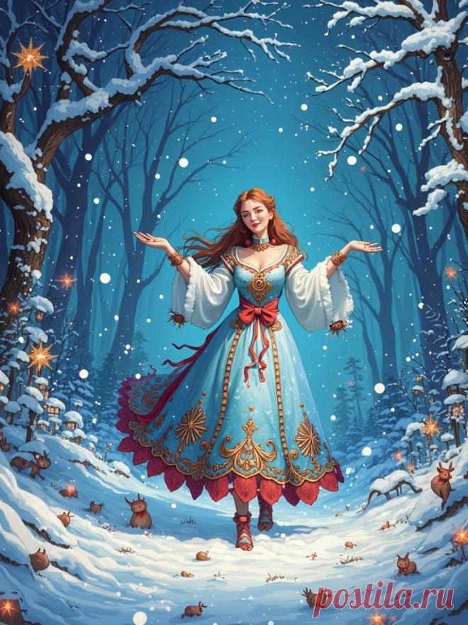 Зимняя сказка в стиле Биilibriumса. Изображение из нейронной сети Flux Ai - Flux.1 примеры промтов - Форум ИИ о нейросетях - Yes Ai