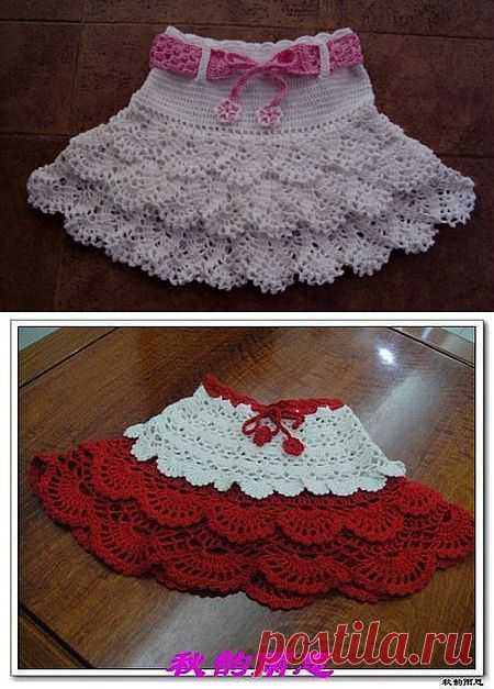 Вязаные юбочки для девочек. .