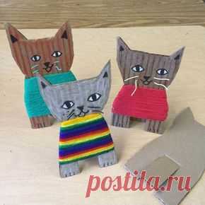 Cardboard Kittens - Art Projects for Kids | идеи для творчества | Craft, Cardboard crafts and Cat crafts