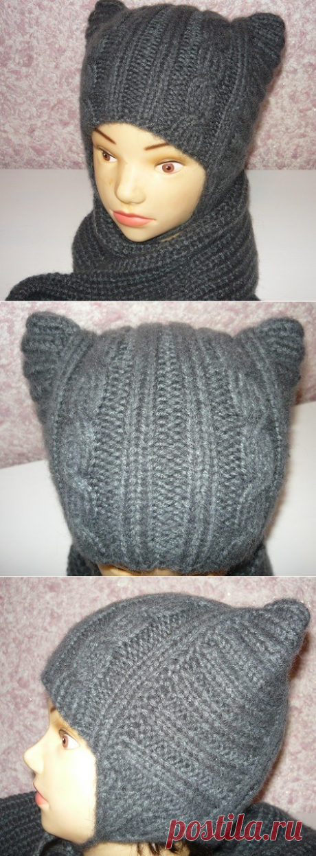 Котошапка. Детская шапочка спицами. | Дамская копилка