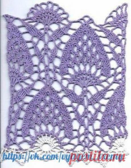 Запись на стене Красивые и редкие узоры крючком с ананасами