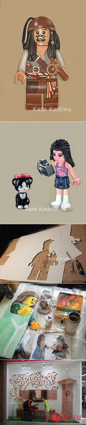 Роспись стен. Магазин Lego и витрина ДМ (много фото) / НЕбисерная лавка чудес / Бусинка