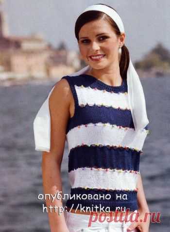 Полосатый топ, связанный спицами, Вязание для женщин