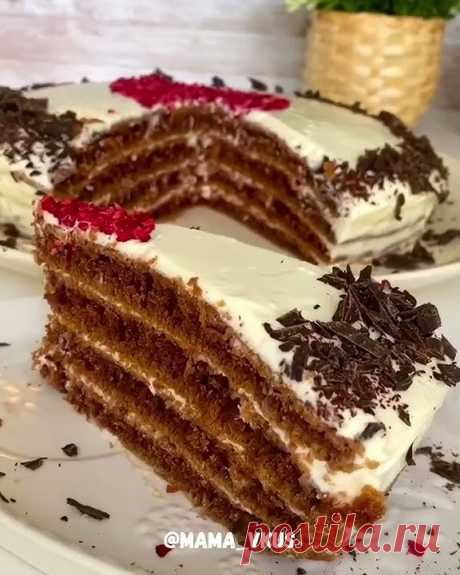 Чудесный торт без духовки! 🍰, Нежный, пористый, просто тает во рту! Обязательно его приготовьте!Ингредиенты:✔️Мука – 260 гр.✔️Сахар – 150гр.✔️Сода – 1 ч.л.✔...