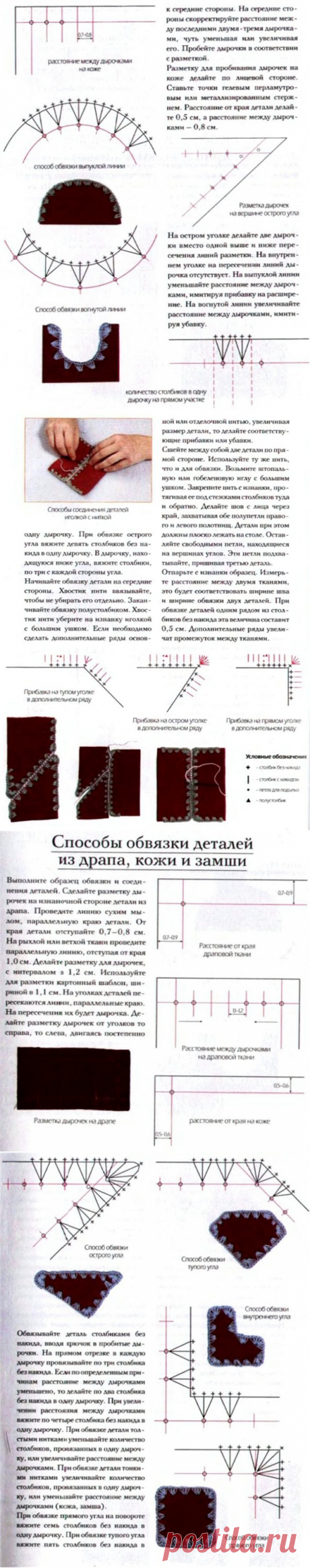 СПОСОБЫ ОБВЯЗКИ ДЕТАЛЕЙ ИЗ ДРАПА, КОЖИ, ЗАМШИ: Дневник группы «ВЯЖЕМ ПО ОПИСАНИЮ»: Группы - женская социальная сеть myJulia.ru