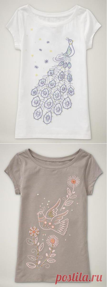 Вышивка на футболках.