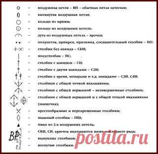 Вяжем крючком. Условные обозначения.
