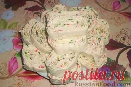 Рецепт: Лаваш с крабовыми палочками и плавленым сыром на RussianFood.com