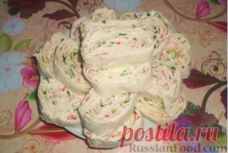 Рецепт: Лаваш с крабовыми палочками и плавленым сыром на RussianFood.com