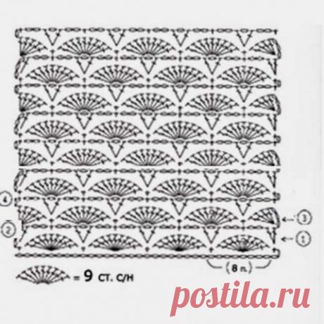 Красивый узор Веер крючком