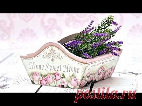 Decoupage krok po kroku - różany koszyczek - tutorial DIY
