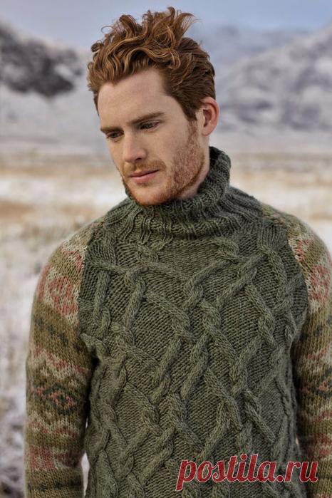 Мужской свитер араны+жаккард