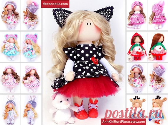 Fabric Rag Doll Textile Soft Doll Interior Decor Love Doll | Etsy Hello, dear visitors!  This is handmade textile doll created by Master Irina S (Krasnodar, Russia). This doll has removable cloth. Doll can be made by Order. Doll is 28 cm (11.02 inch) tall.  All dolls on the photo are made by master Irina S. You can see all dolls by Maria L by search in our shop: