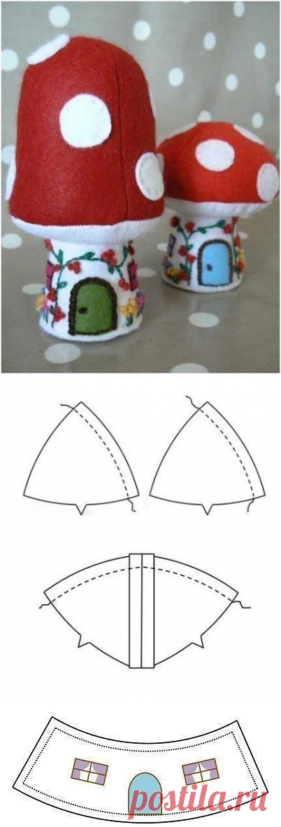 Мастерим игольницу-грибочек из фетра. Выкройка.