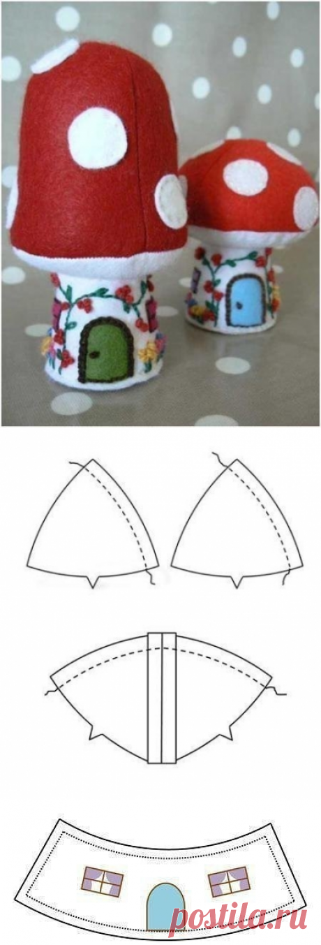 Мастерим игольницу-грибочек из фетра. Выкройка.