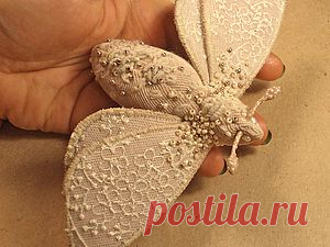 Текстильная брошь- мотылек - Ярмарка Мастеров - ручная работа, handmade