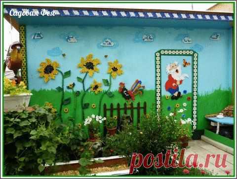 Новости.Декор из крышек пластиковых бутылок.