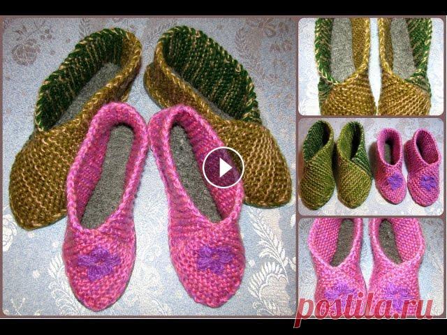 Вязание домашних тапочек на войлочной подошве На данном видео представлен подробный урок вязания комнатных тапочек на войлочной подошве. Представлено вязание как женских так и мужских тапочек. Тап...