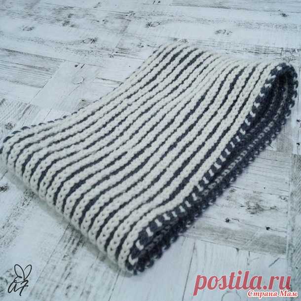 Стильный мужской снуд двусторонний двухцветный английской резинкой