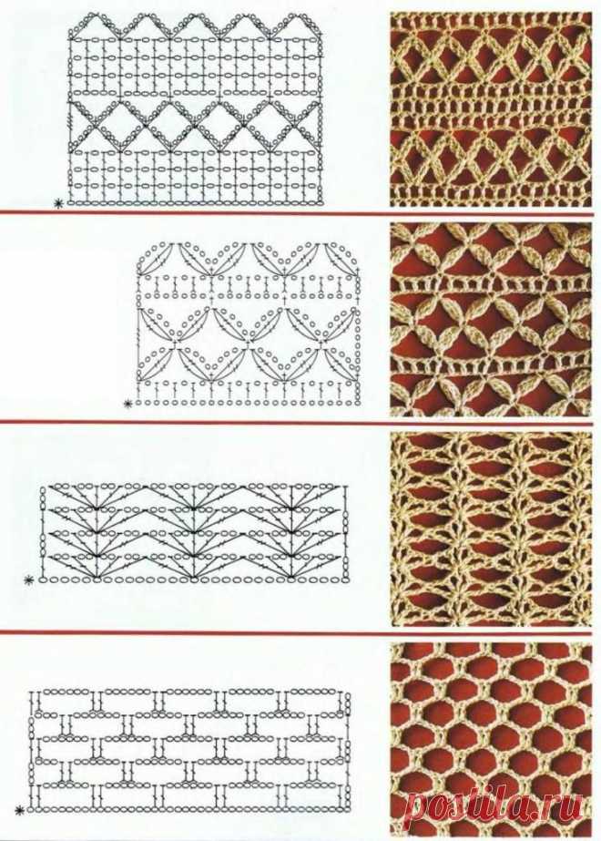 Ажурные узоры крючком