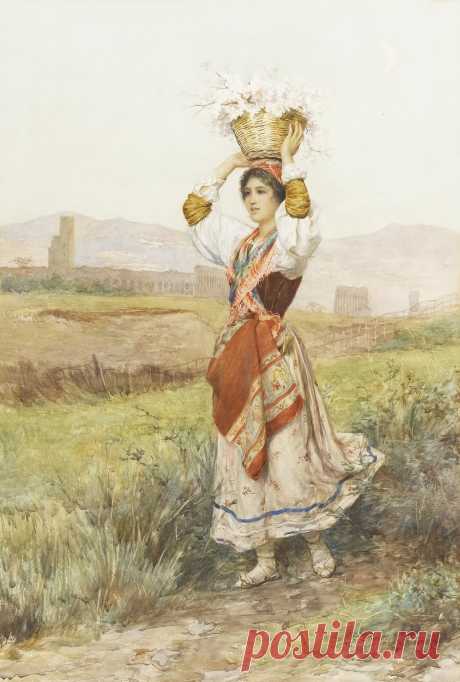 Luigi Olivetti (Italian, 1856-1941?)... АукционноАкварельное &quot;Итальянский колорит&quot;
