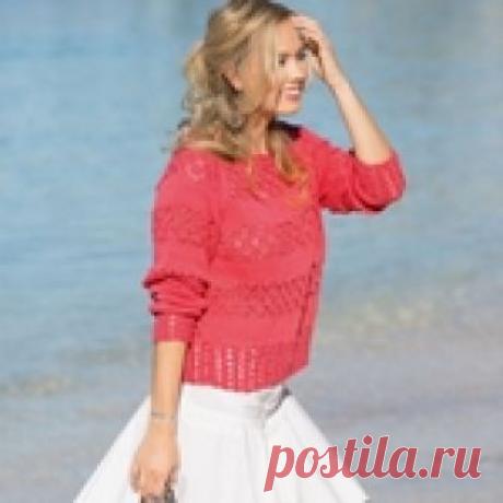 Коралловый джемпер покроя реглан с романтичным узором!